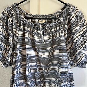 Madewell Navy, Black and White Striped Blouse